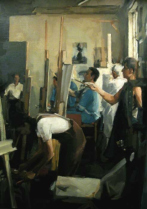 Manos pintando un lienzo